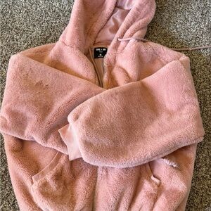 LOVE + ROCKET Kids Pink Plush Hooded Jacket